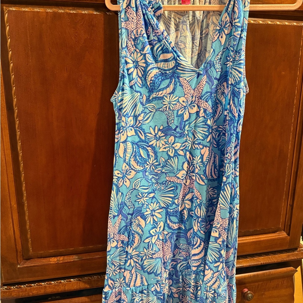 Lilly Pulitzer Blue and Pink Floral Malone Dress